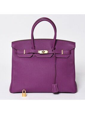 Hermes Birkin 35 Handbag Togo Anemone Gold